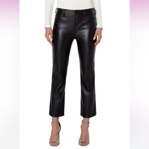 NEW Liverpool Los Angeles Hannah Ankle Flare Faux Leather Pants in Black